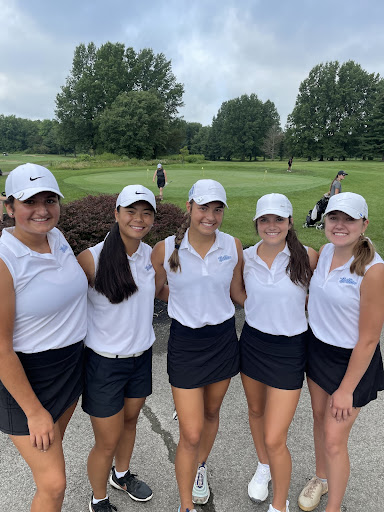 Photo courtesy of Jeremy Ortman: Before the team teed off to begin their second OCC, the team smiles for yet another twitter post. The girls were all smiles after they shot another school record.