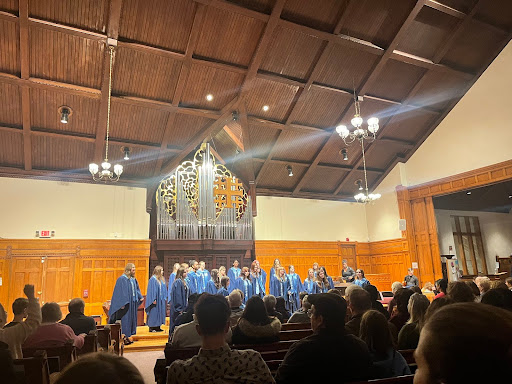 The Advanced Treble ensemble performs at the United Methodist church. They were joined by both Berlin students and members of the church.