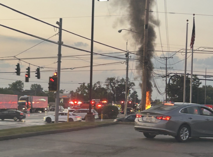 The Delaware Fire Department arrives at the scene of the crash. “It was really scary to see the entire car just burst into flames,” Rebecca Endeshaw ‘27 said.

